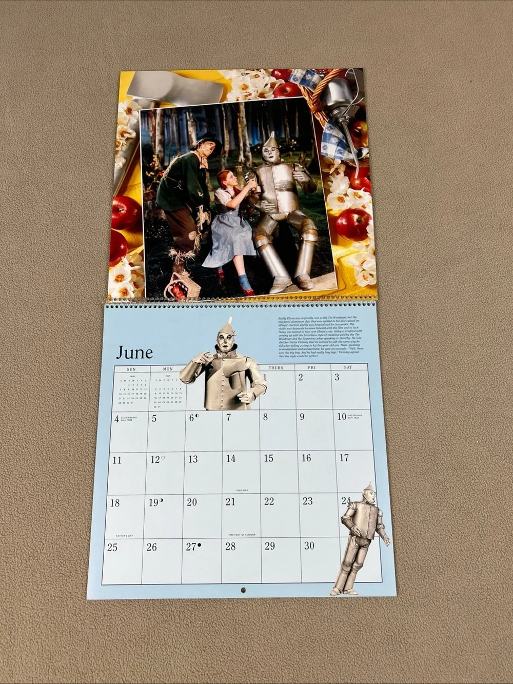 VTG 1995 Hallmark Wizard Of Oz Calendar. Dorothy, Tin Man, Cowardly Lion, Toto.